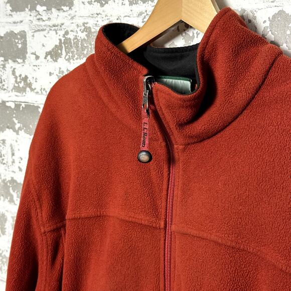 L.L. Bean Zip Up Fleece Size XL Orange Y2K Era Hiking Climbing - Picture 3 of 6